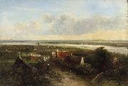Pieter Janssens A panoramic river landscape USA oil painting artist